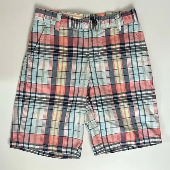 Boys Janie And Jack Blue Coral Check plaid cotton Shorts size 7 - Picture 6 of 7
